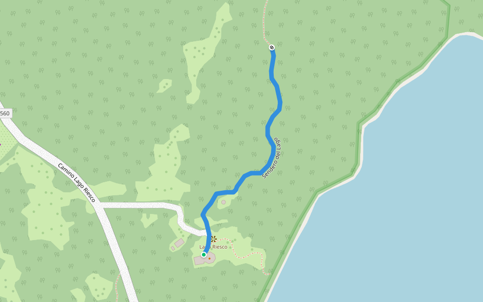 Sendero del Lago walking route map in Puerto Aysén