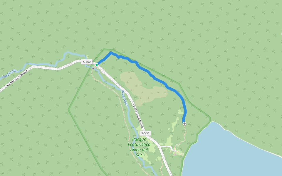 Sendero Los Arrayanes walking route map in El Salto