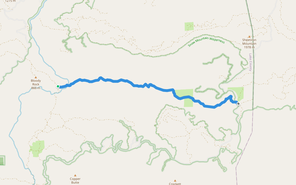 Trail 8W18 walking route map in Potter Valley