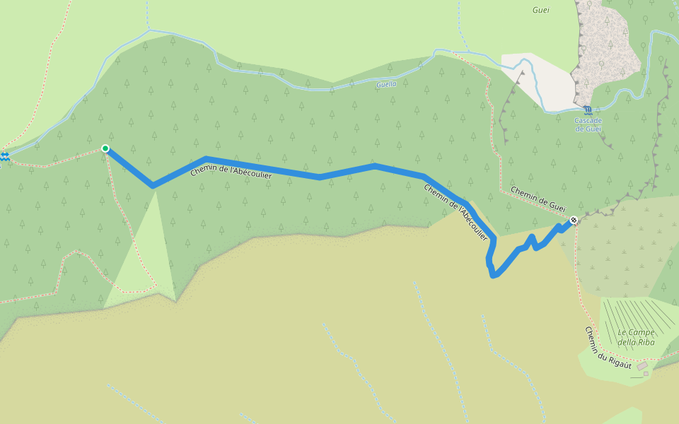 Chemin de l'Abécoulier walking route map in Roquebillière