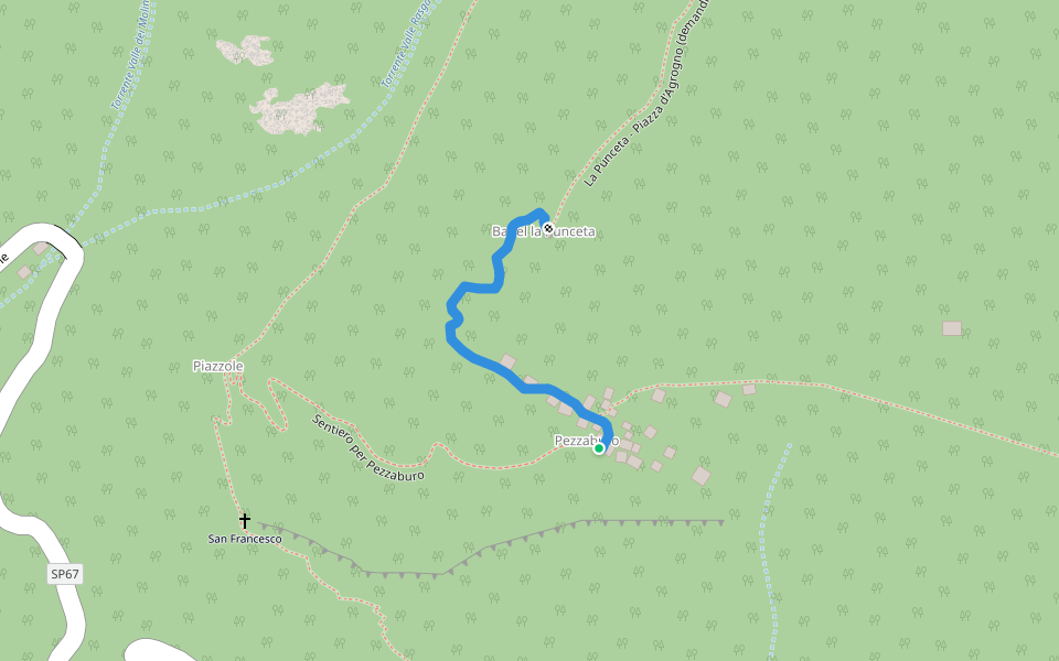 Pezzaburo - La Punceta walking route map in Aveno