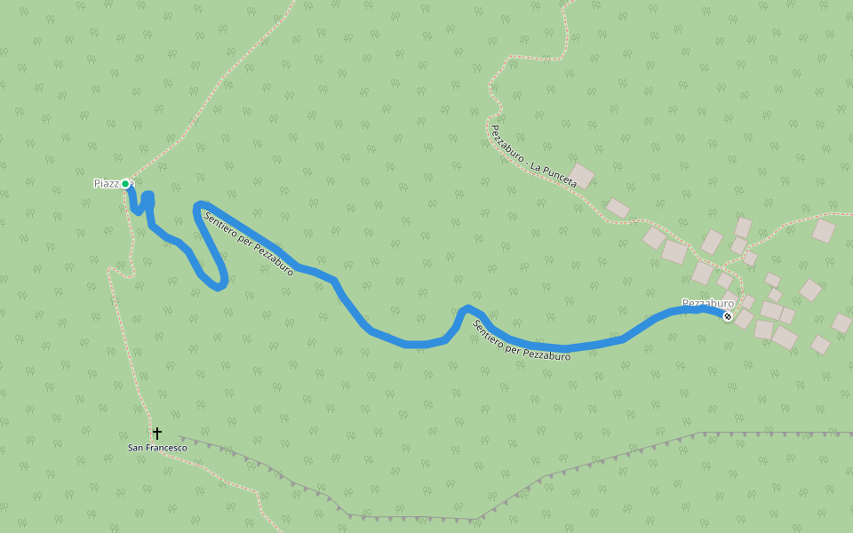 Sentiero per Pezzaburo walking route map in Tremenico