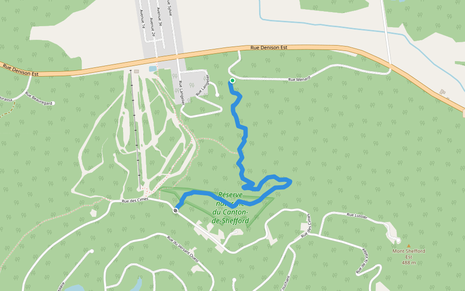 Sentier Ménard walking route map in Shefford