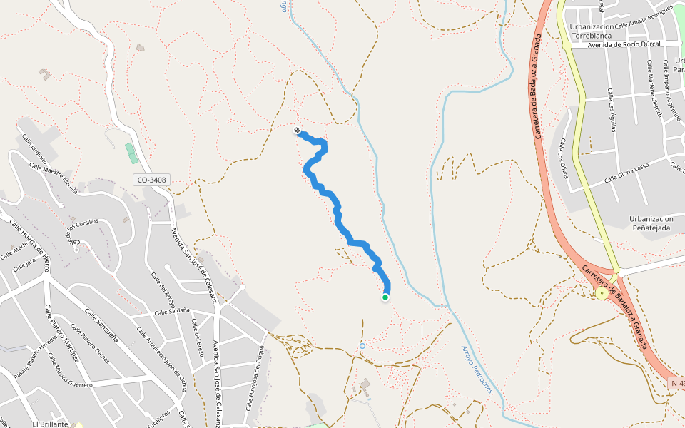 Variante Palomera walking route map in Córdoba
