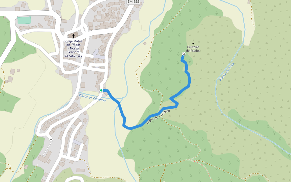 Trilho do Cruzeiro walking route map in Salgueirais