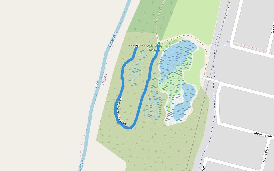 Bohle Wetlands Walk walking route map in Cosgrove