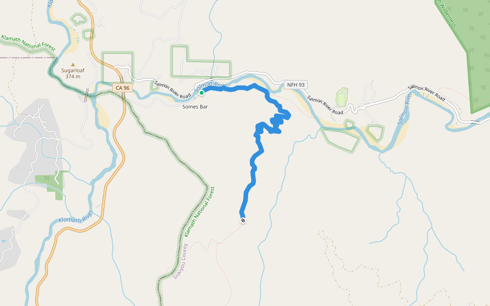 Somes Mountain Trail walking route map in Somes Bar