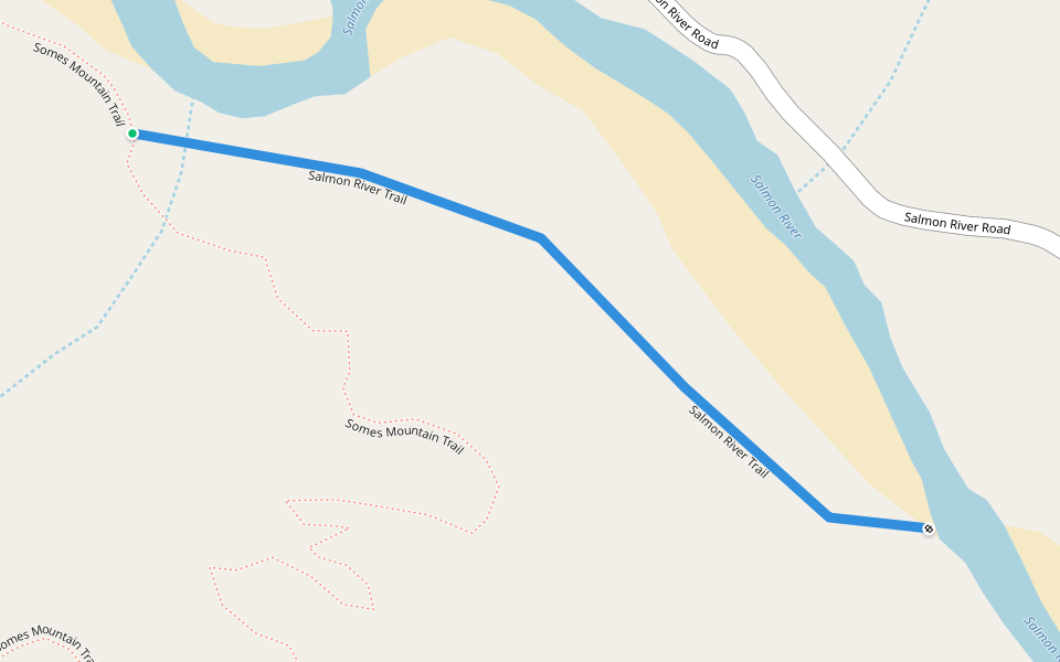 Salmon River Trail walking route map in Somes Bar