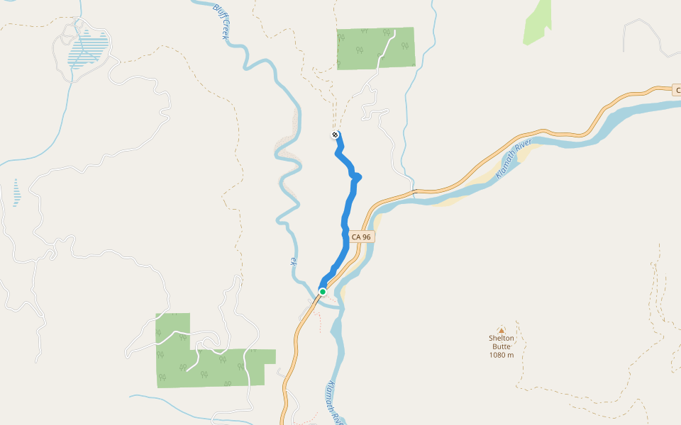 Bluff Creek Historic Trail walking route map in Orleans