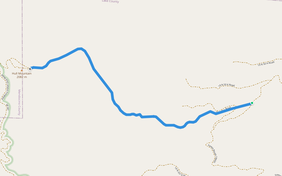 Pack Trail - 9W31 walking route map in Potter Valley