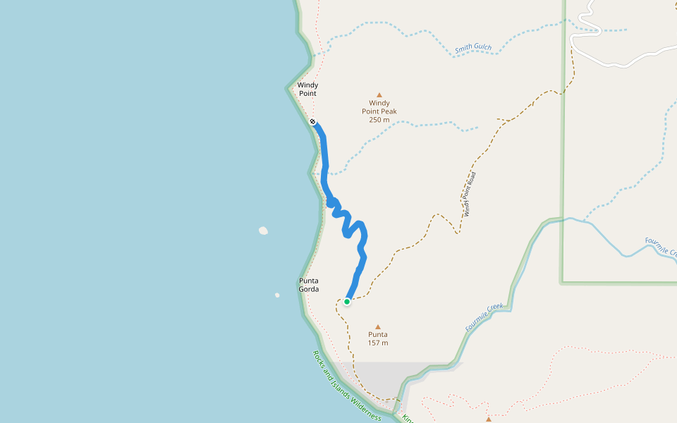 Lighthouse Road walking route map in Petrolia