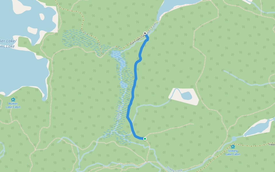Sayer Creek Trail walking route map in Searchmont
