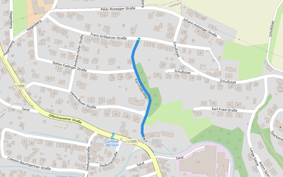 Karl-Fried-Weg walking route map in Lambach
