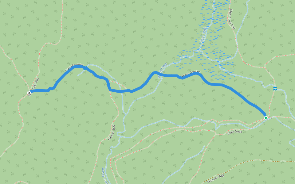 Cora's Crossing walking route map in Searchmont