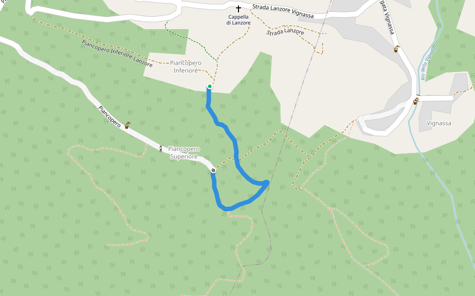 Sentiero alpino per borgate varie walking route map in Comboira - Lanzore