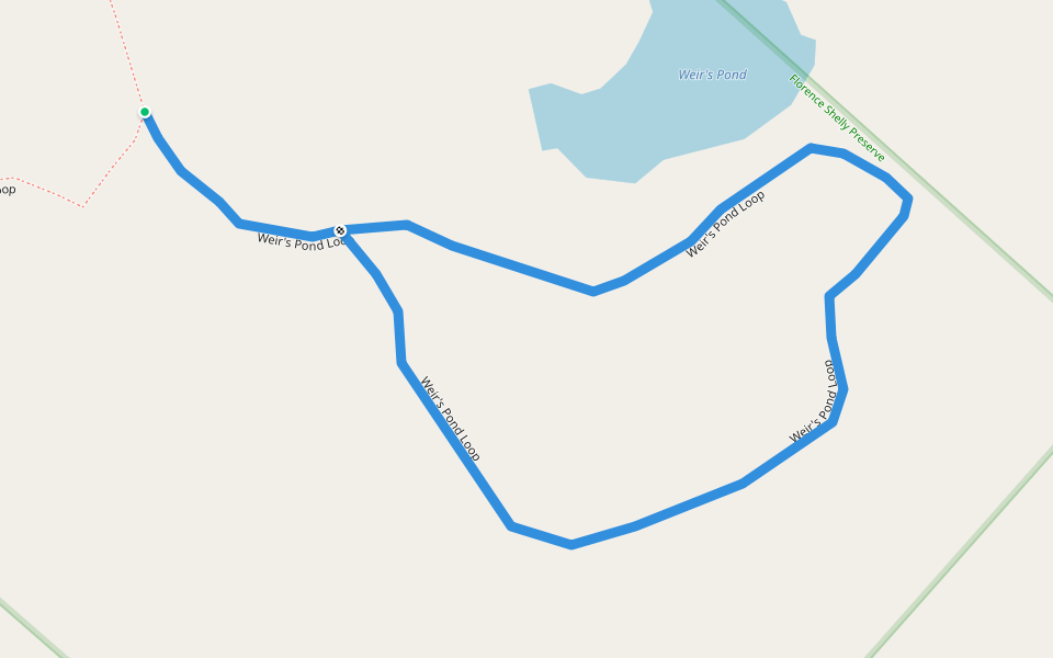 Weir's Pond Loop walking route map in Thompson