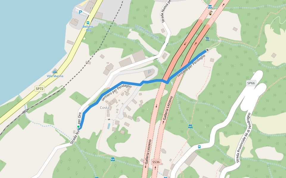 sentiero per Pendaglio walking route map in Bellano