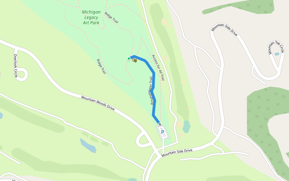 Amphitheater Trail walking route map in Thompsonville
