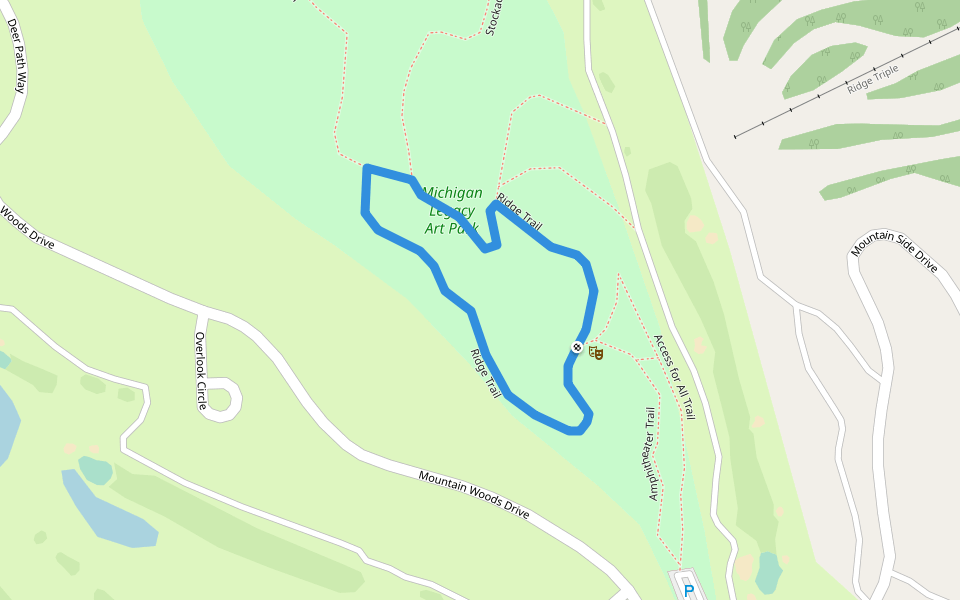 Ridge Trail walking route map in Thompsonville