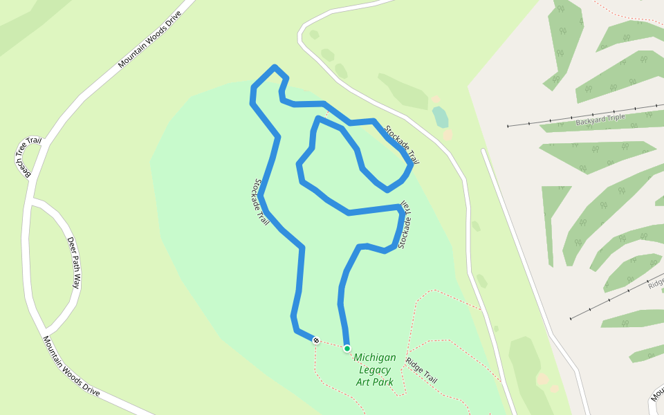 Stockade Trail walking route map in Thompsonville