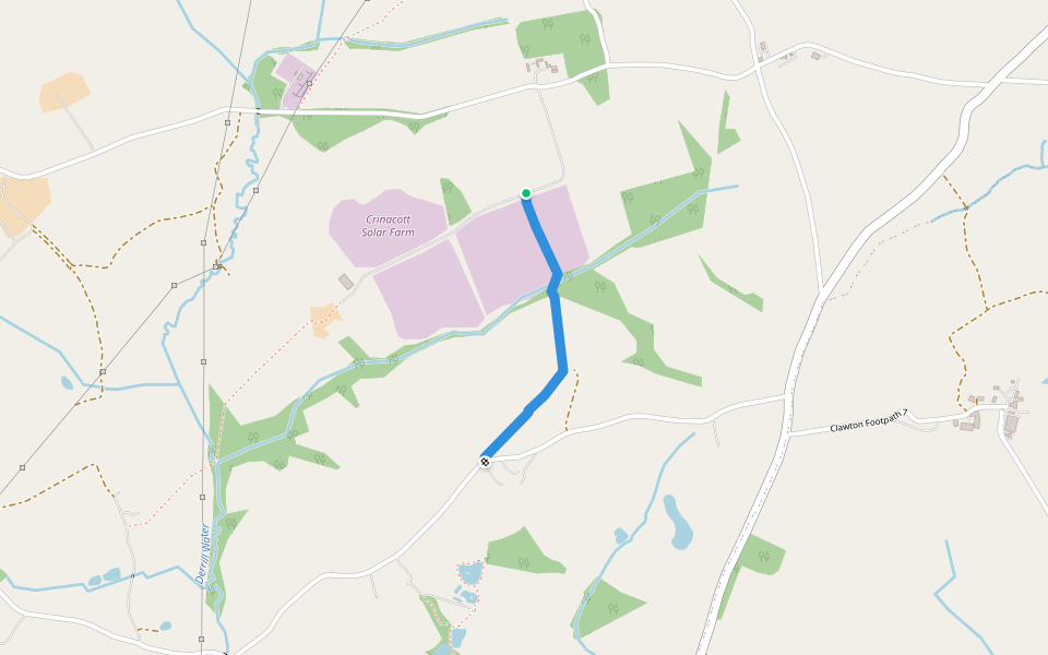 Pyworthy Footpath 1 walking route map in Pyworthy