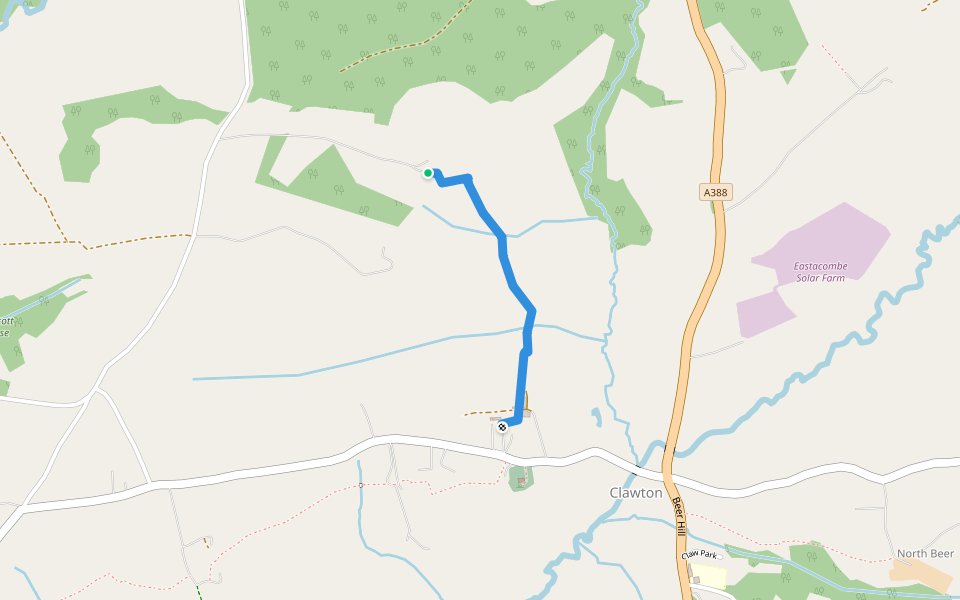 Clawton Footpath 5 walking route map in Clawton