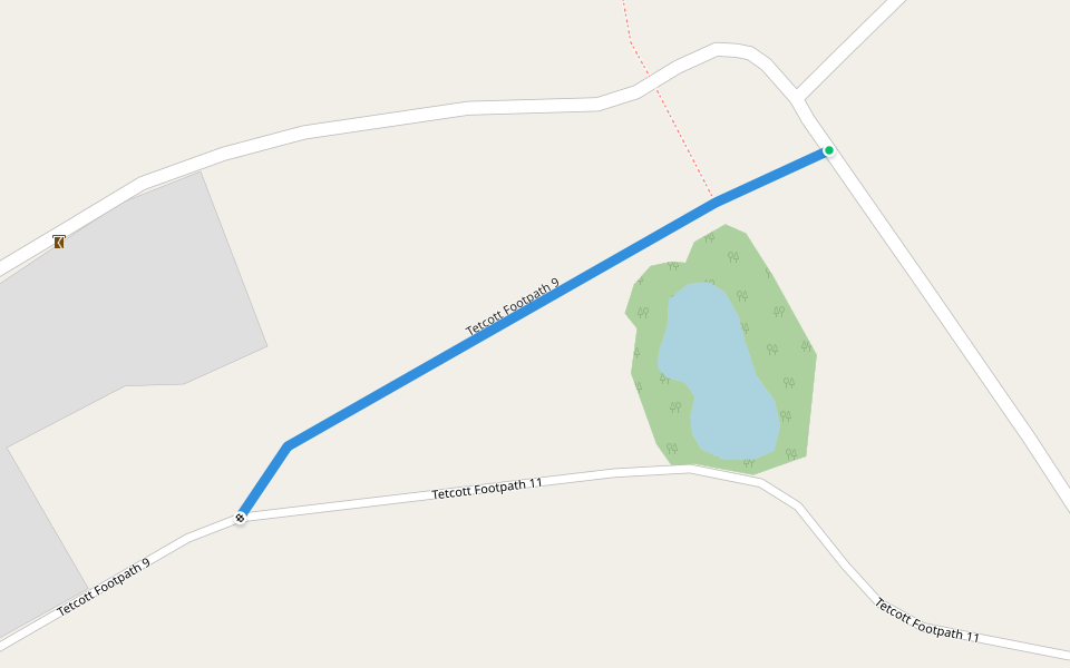 Tetcott Footpath 9 walking route map in Tetcott