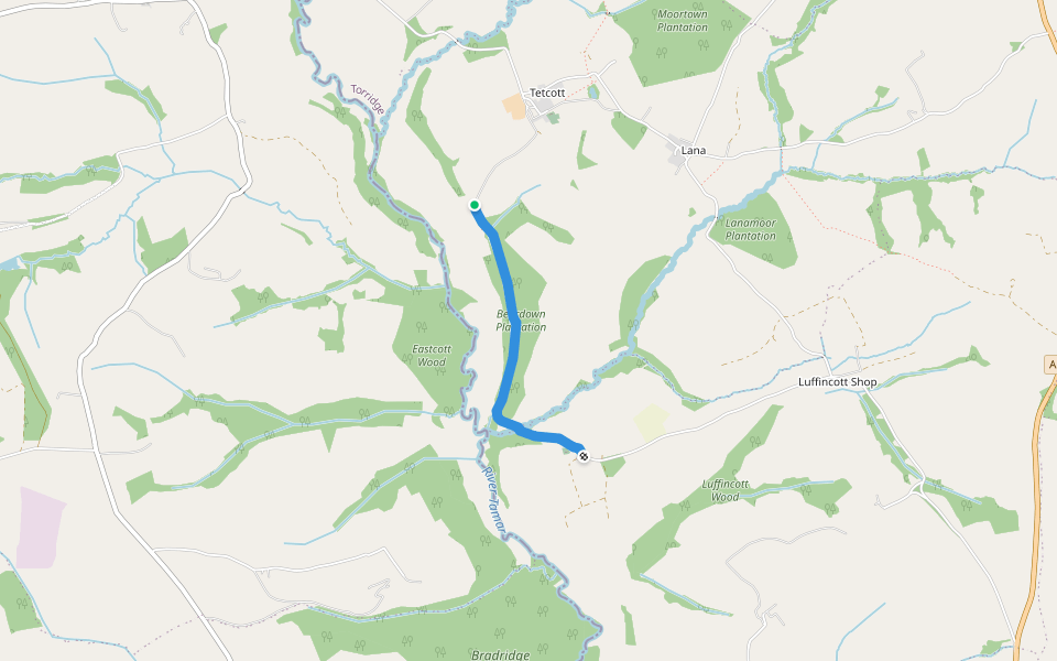 Luffincott Footpath 4 walking route map in Tetcott