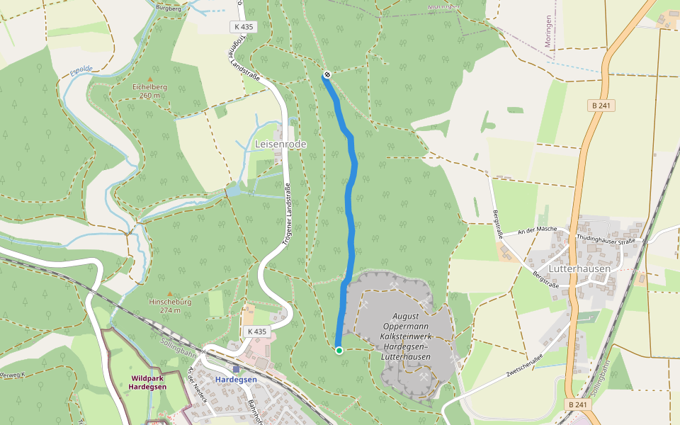 Weperwanderweg walking route map in Hardegsen