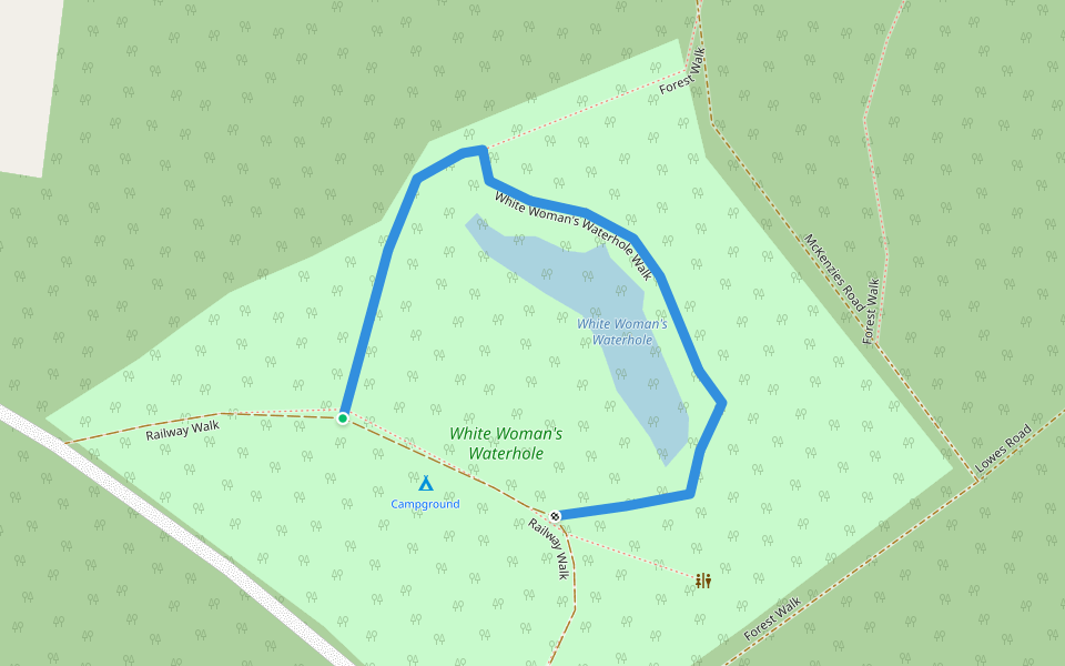 White Woman's Waterhole Walk walking route map in Won Wron