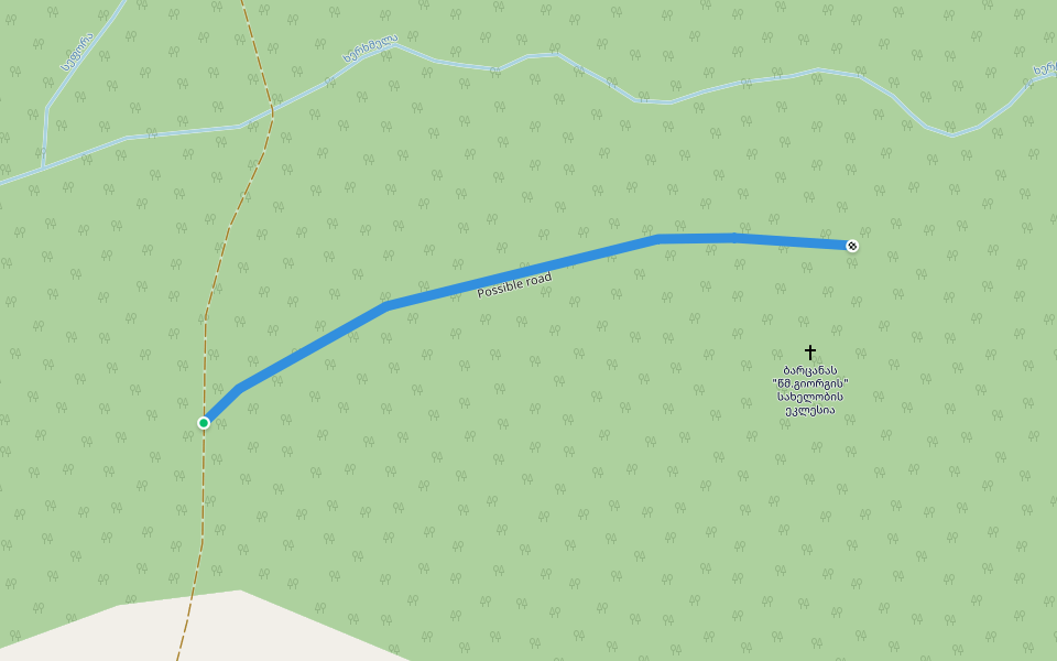 Possible road walking route map in Shilda