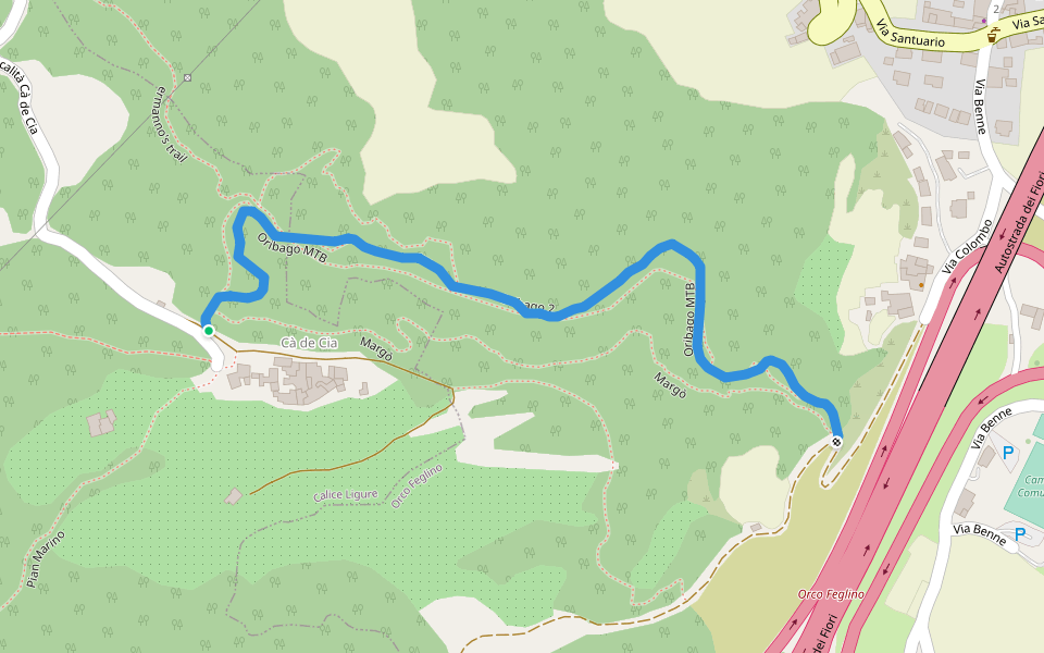Oribago MTB walking route map in Cia