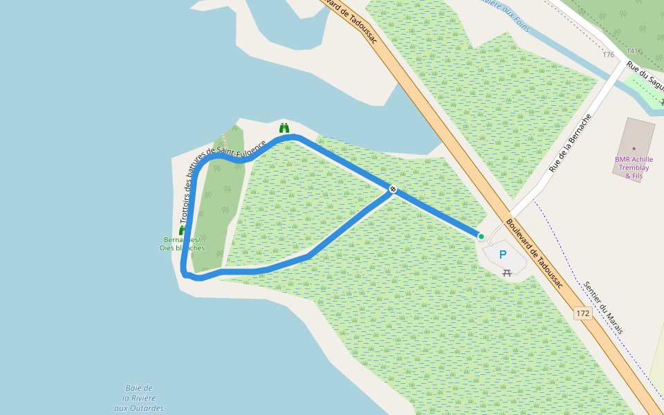 Trottoirs des battures de Saint-Fulgence walking route map in Saint-Fulgence