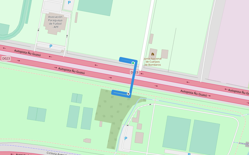 Pasarela de Oro walking route map in Areguá