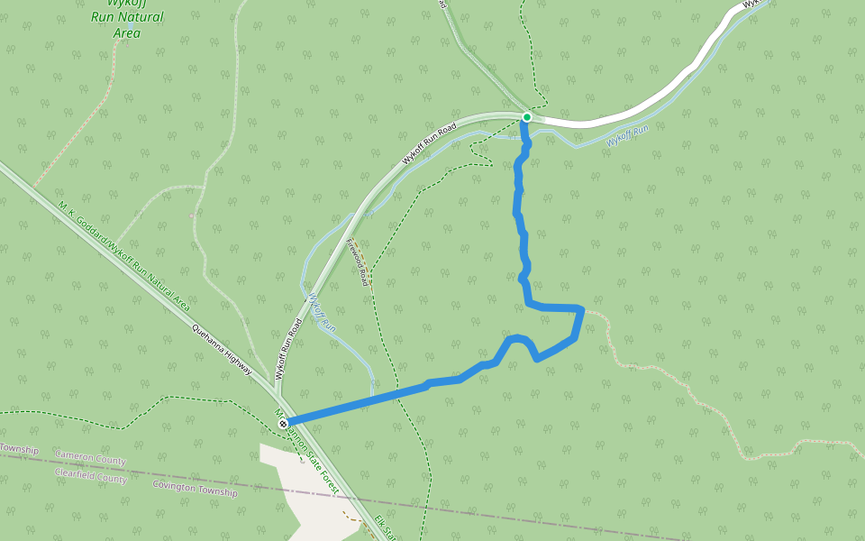 Wykoff Trail walking route map in Driftwood