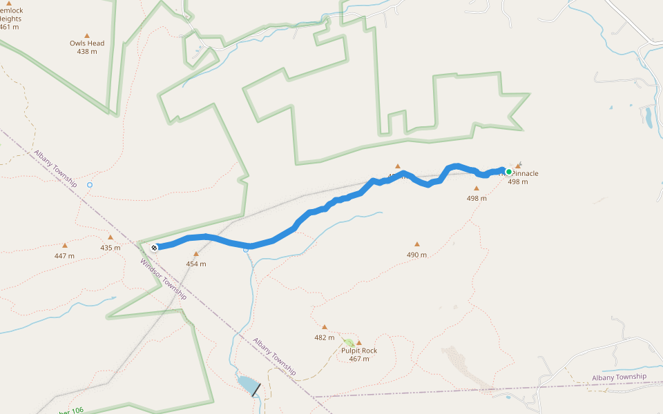 Pinnacle Trail / Appalachian Trail walking route map in Kempton