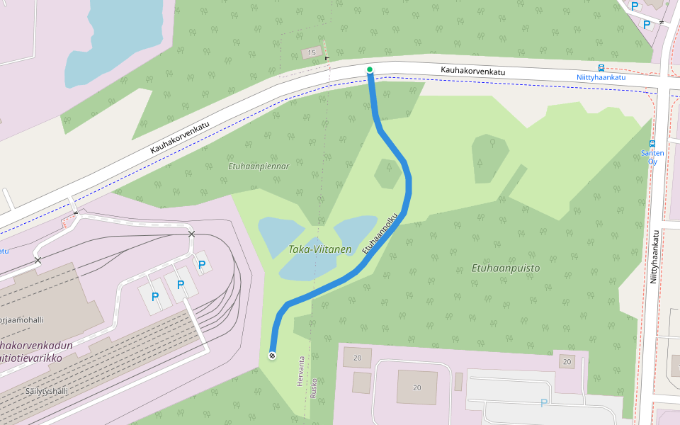 Etuhaanpolku walking route map in Tampere