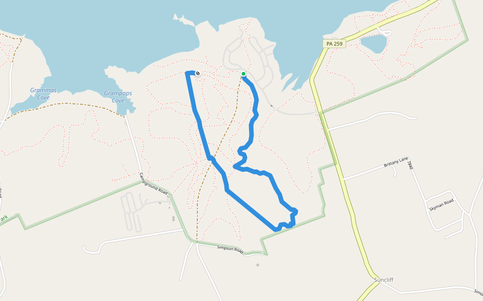 Ridge Top Trail walking route map in Penn Run