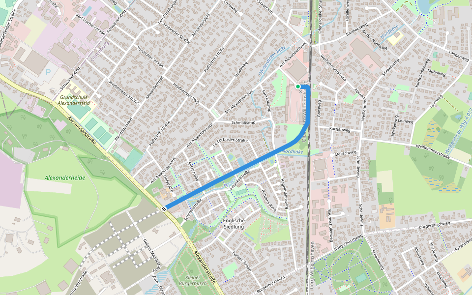 Ewald-Sander-Padd walking route map in Oldenburg