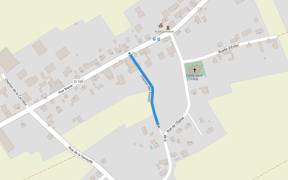 Chemin des Fossés walking route map in Bouy-Luxembourg