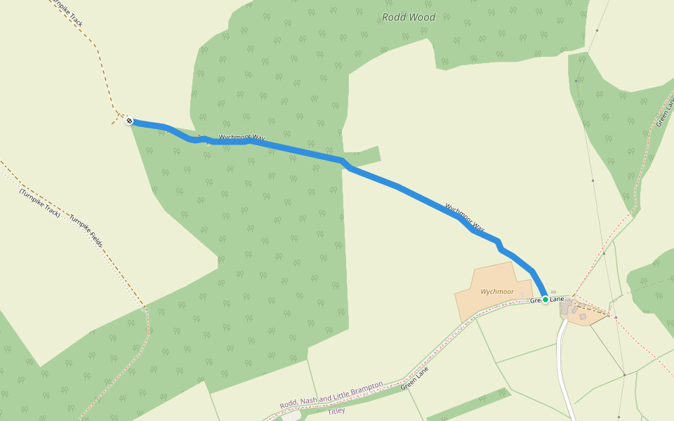 Wychmoor Way walking route map in Titley