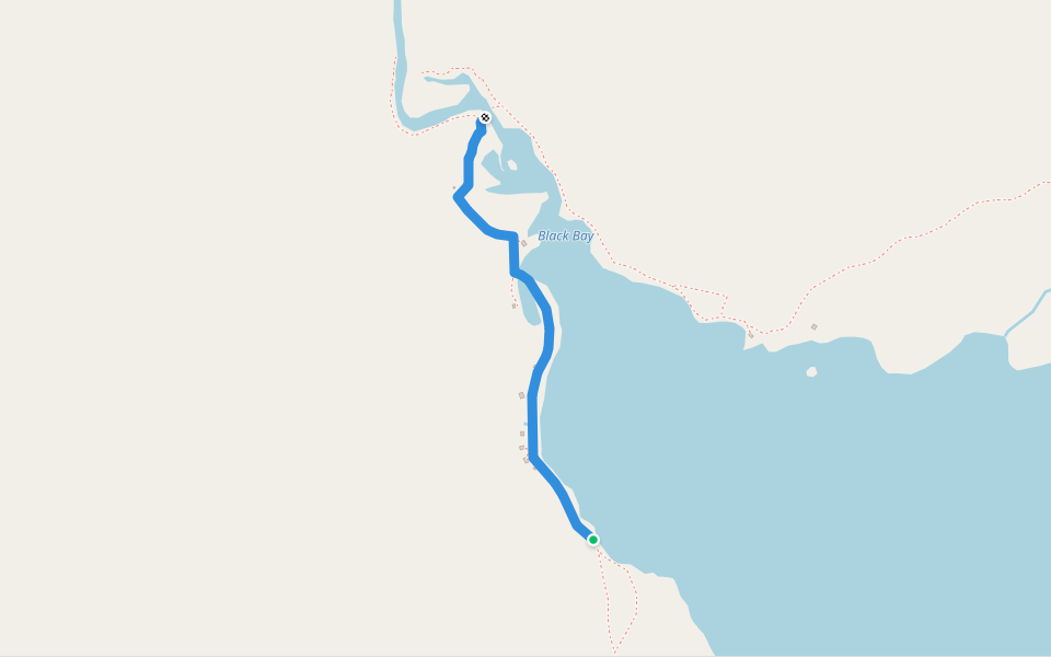 Back bay Path to the Cabins walking route map in Red Bay