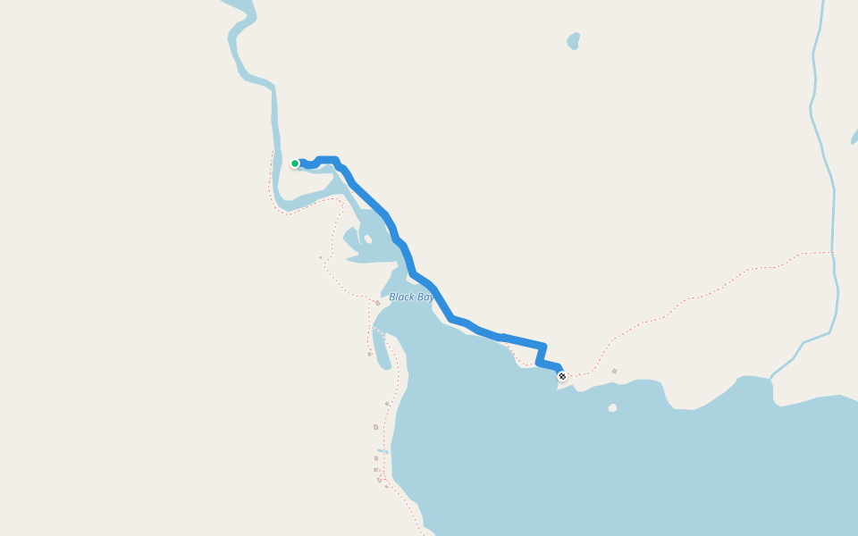 Trail at Back Bay walking route map in Red Bay