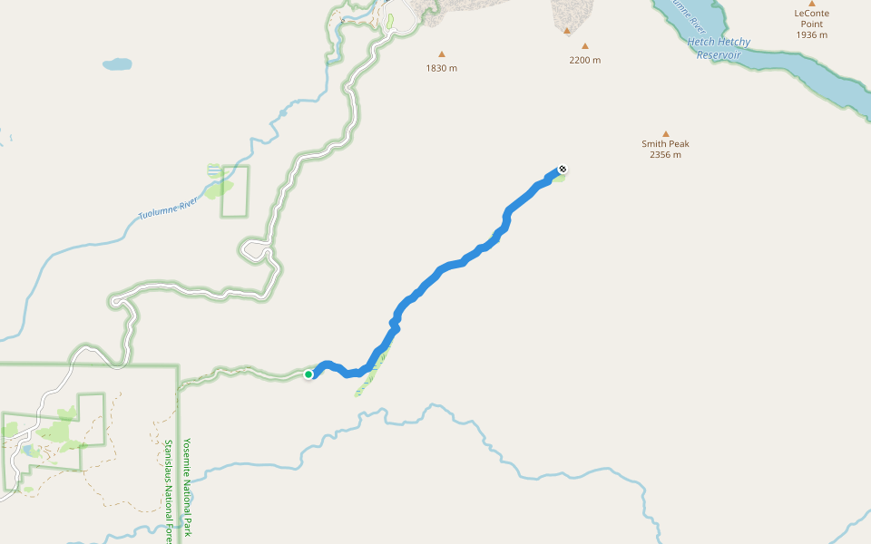 Cottonwood Meadow Trail walking route map in Mather