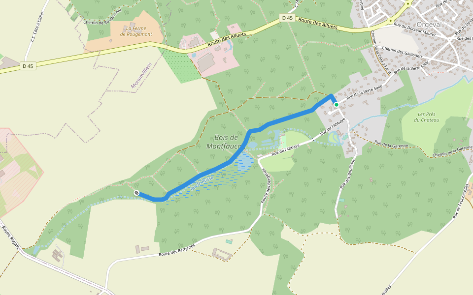 Promenade du Chevalier Alhéric d'Haubecourt walking route map in Orgeval