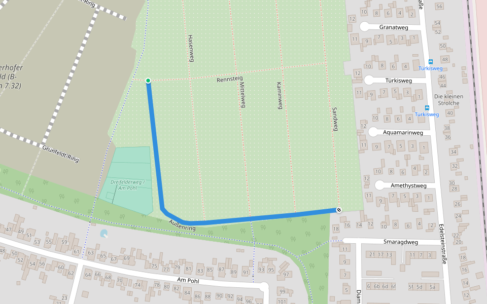 Außenring walking route map in Lübeck