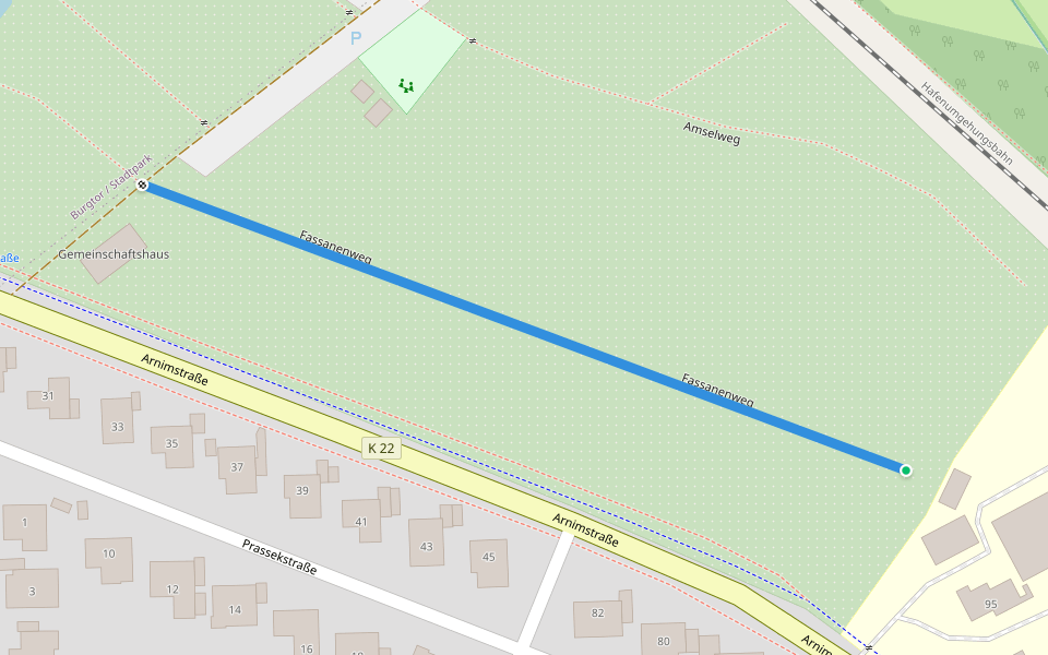 Fassanenweg walking route map in Lübeck