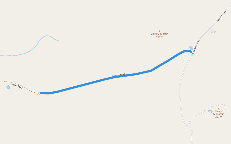 Sawyer Road walking route map in Cornish