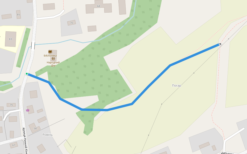 Лісова Стежка walking route map in Yamel'nytsya