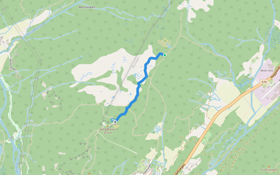 Borgafjellet-Borgabu walking route map in Osøyro